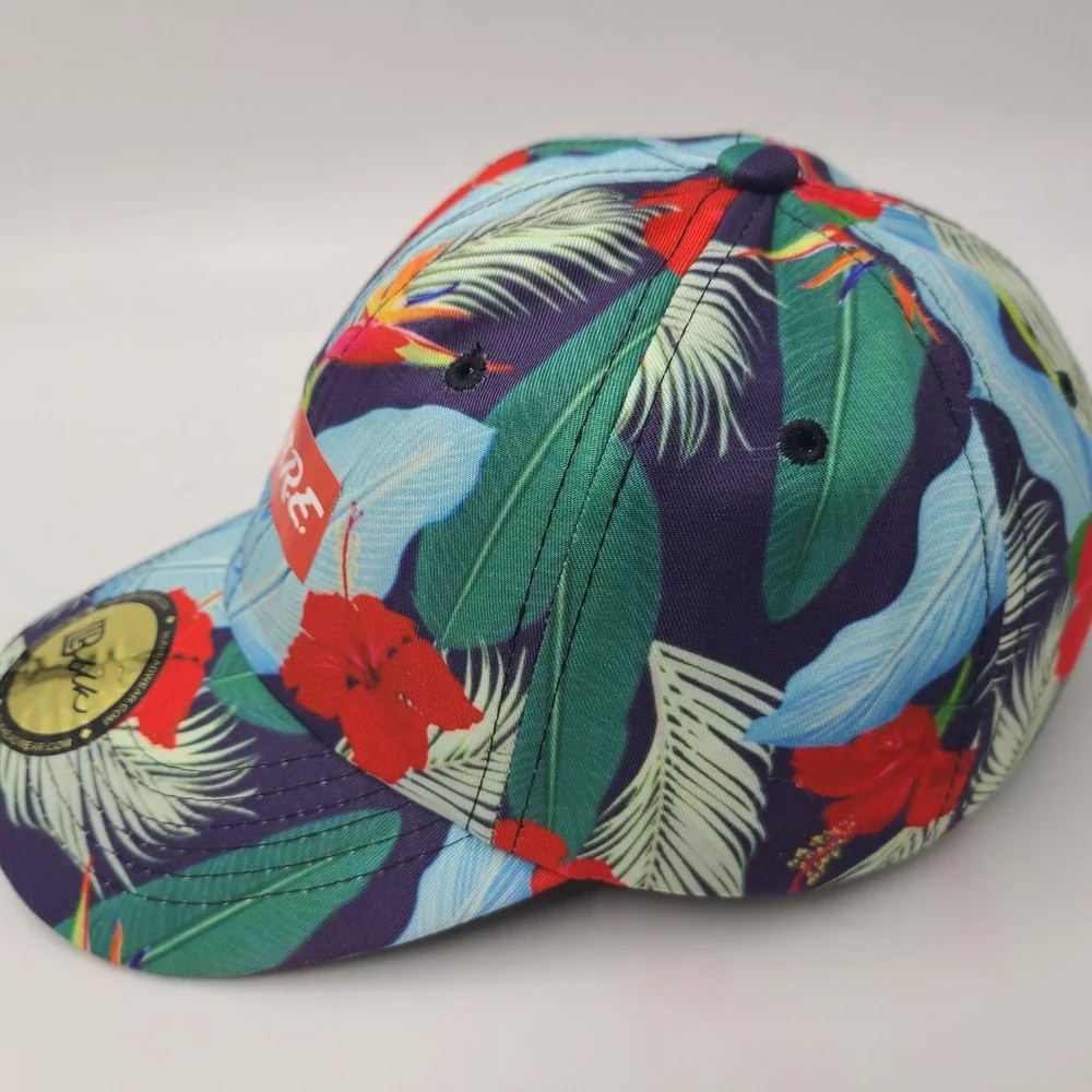DARE Hat Strapback (Fits‎ Small) Blue Red Floral All Over Print Tropical Skate